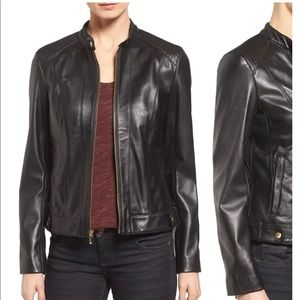 Cole Haan Leather Moto Jacket